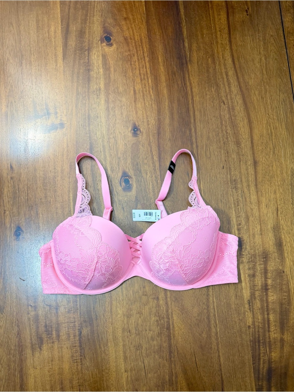 torrid Pink Lace Push-Up Bra with Crisscross Detail